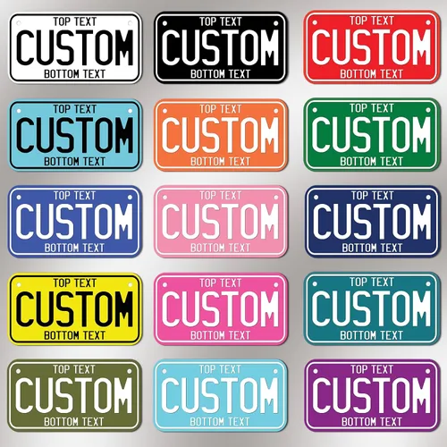 Vista 4 de Placa de Nombre Vintage Personalizada Coche Infantil Motocicleta Bicicleta Bici Patinete Eléctrico 3 Tamaños Texto Personalizado
