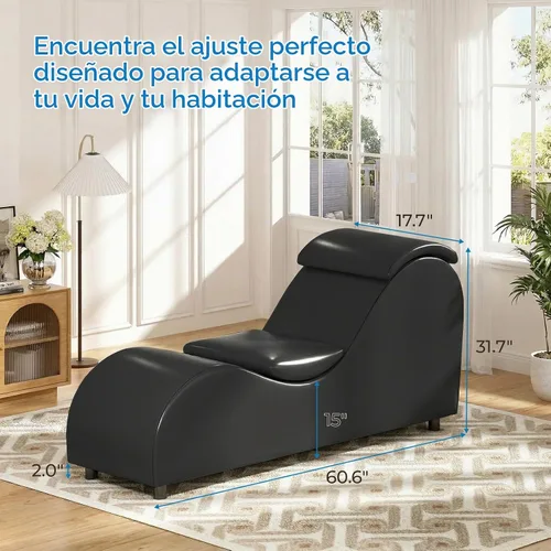 Vista 2 de Mjkone Elegante silla de yoga, tumbona curvada para adultos, color negro