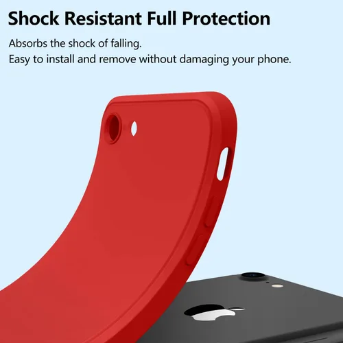 Vista 4 de Funda compatible con iPhone 11 de 6.1 pulgadas, silicona líquida suave al tacto, correa de cordón para el cuello, funda protectora a prueba de Rojo