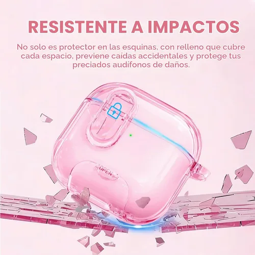 Vista 6 de (con bloqueo) Funda transparente compatible con bonitos Apple Airpods Pro 1/2 fundas para mujeres, TPU Transparency Air Pods Pro de 1ª 2ª