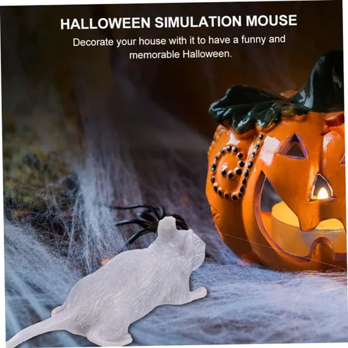 Vista 4 de 10pcs Halloween Prank Simulation Mouse Decorations Lightweight Portable Creepy Plastic Fake Mice for Indoor Outdoor Party Props