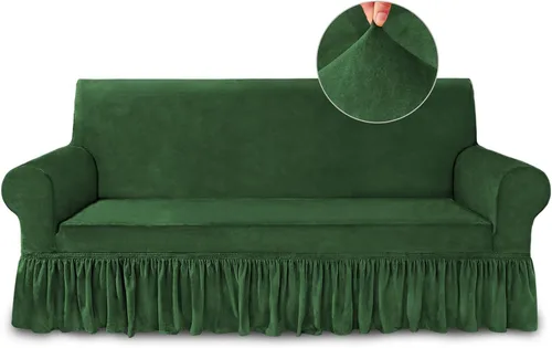 Vista 120 de NICEEC Funda para sofá biplaza, súper suave, 1 pieza, color rojo vino, elástica, universal, de elastano, para sala de estar, fácil ajuste, lavable
