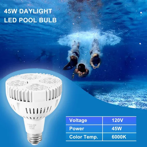 Vista 2 de Bonbo PAR38 OSRAM de 65w luces para piscina de led, luces para pileta de natación, Blanco