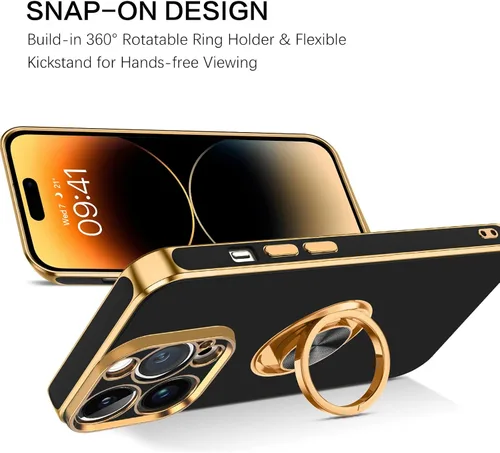 Vista 6 de BENTOBEN Funda para iPhone 14 Pro Max, delgada, ligera, soporte de anillo de 360°, soporte de soporte para automóvil, a prueba de golpes