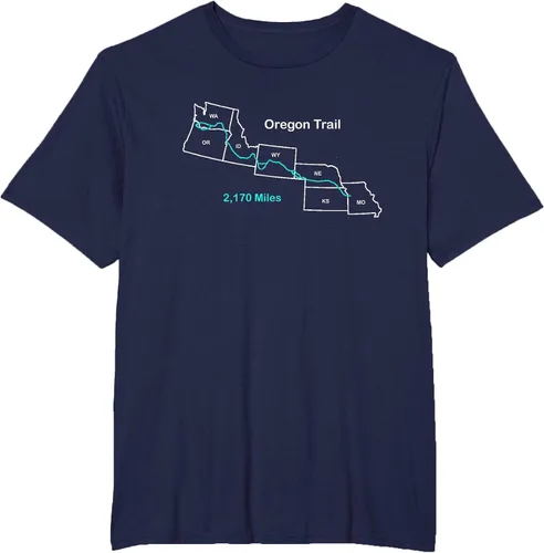 Vista 64 de Route Map of The Oregon National Historic Trail T-Shirt Asphalt Grey