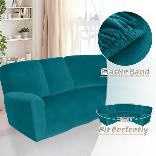 Vista 237 de Arfntevss Fundas de sofá seccional reclinable de terciopelo, Funda de sofá seccional de esquina para sofá reclinable, Funda elástica suave
