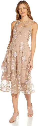 Vista 4 de Adrianna Papell Vestido acampanado con bordado floral para mujer