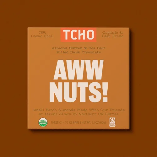 Vista 7 de TCHO Aww Nuts! Barras de chocolate negro 75% (paquete de 3) A base de plantas, orgánicas y de comercio justo, sin OMG, sin lácteos, veganas, sin
