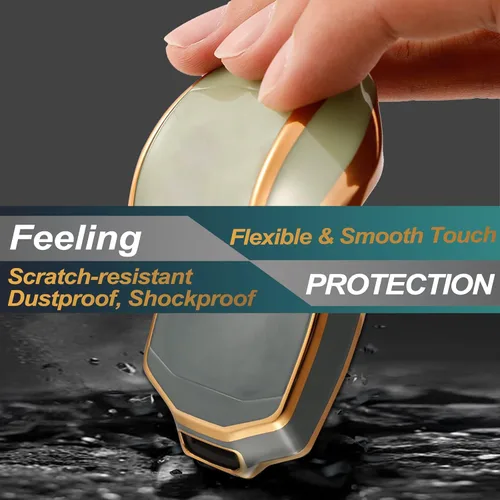 Vista 4 de FEYOUN - Funda de poliuretano termoplástico con 4 botones inteligentes para la llave a control remoto del automóvil; funda compatible