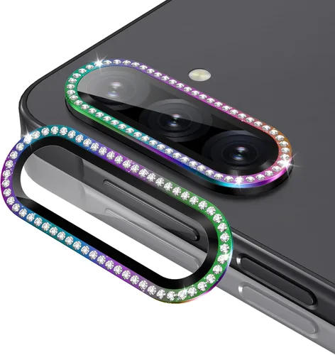 Vista 58 de Casetego Protector de lente de cámara para Galaxy Z Fold 8, [Diseño de purpurina mejorado], [Fuerte adherencia], lente de vidrio templado 9H negro