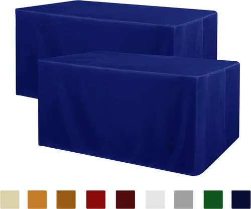 Vista 15 de Obstal Paquete de 2 manteles negros ajustables para mesas rectangulares de 4 pies, resistente al agua, lavable, tela de poliéster