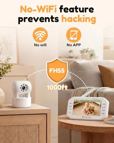 Vista 5 de 1080P Baby Monitor with 2 Cameras: HD Day & Night See 2 Kids' Faces Clearly