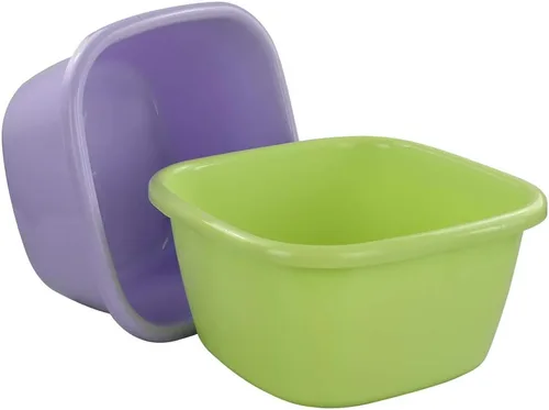 Vista 6 de Obston Sartén de plástico de 18 cuartos de galón, lavabos cuadrados, juego de 2 (verde, morado)