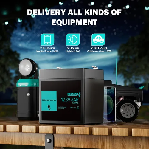 Vista 6 de Batería de litio de 12 V 6 Ah, más de 3000 ciclos LiFePO4 BMS integrado de 10 A, ciclo profundo de 6 Ah, ideal para suministro de iluminación