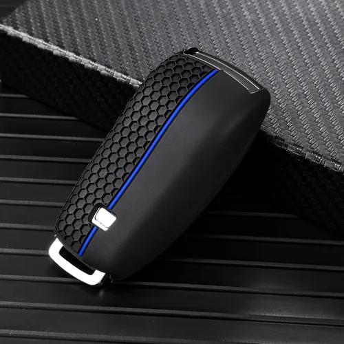 Vista 3 de ELOHEI Funda para llavero de protección de 360° de TPU suave premium para Mercedes Benz E Línea azul y negra
