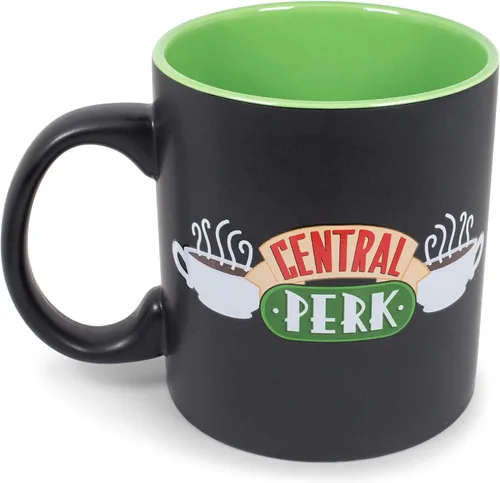 Vista 2 de Silver Buffalo Friends Central Perk Doodle Logo Taza de café grande para café expreso, té, capacidad para 20 onzas