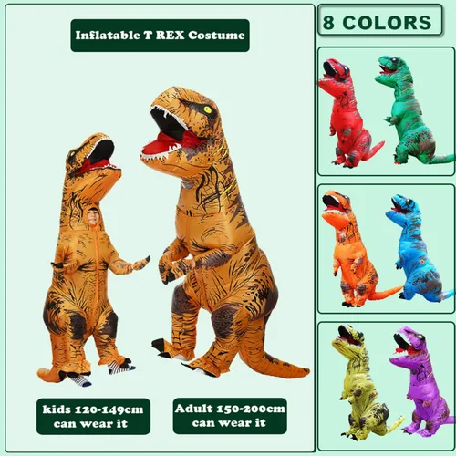 Vista 5 de Disfraz inflable de dinosaurio de Purim para fiesta de Halloween, cosplay, trajes de mascota, vestido de anime de dibujos animados para adultos
