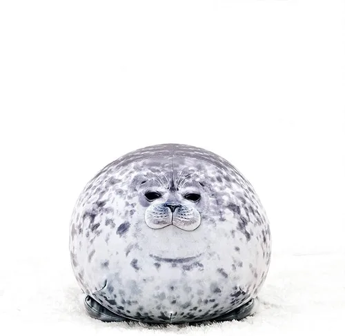 Vista 2 de ETAOLINE - Almohada acolchada y rellena de algodón con bonita forma de foca gordita de peluche (tamaño S)