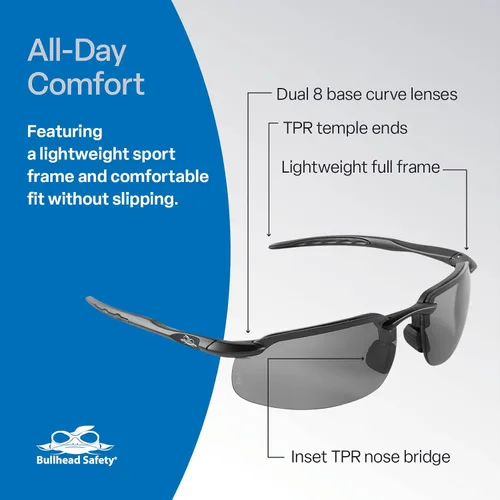 Vista 5 de Bullhead Safety Eyewear Swordfish - Gafas de sol polarizadas para caza/tiro, antiempañamiento, ligeras, resistentes a impactos y arañazos
