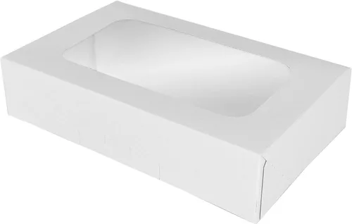Vista 6 de O'CREME Caja rectangular para tartas de ventana de 8.5 x 5.5 x 2 pulgadas de alto, 5 piezas plateadas..