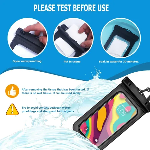 Vista 4 de Funda impermeable universal para teléfono, 6 unidades, compatible con iPhone 11, 13, 12 Max Pro XS, Samsung Galaxy s22 s10 hasta 6.9 pulgadas