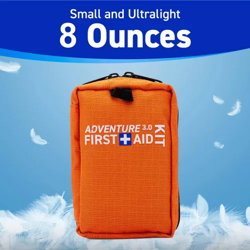 Vista 5 de Kit de primeros auxilios ultraligero, pequeño, repelente al agua - Camping y aire libre 71 piezas, Adventure 3.0 Essentials Kit, para camping