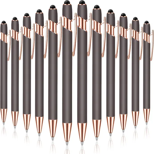 Vista 18 de Tenare 12 piezas 2 en 1 bolígrafo de metal con punta de lápiz capacitivo, bolígrafo de 1,0 mm de tinta negra para pantallas táctiles (color surtido)