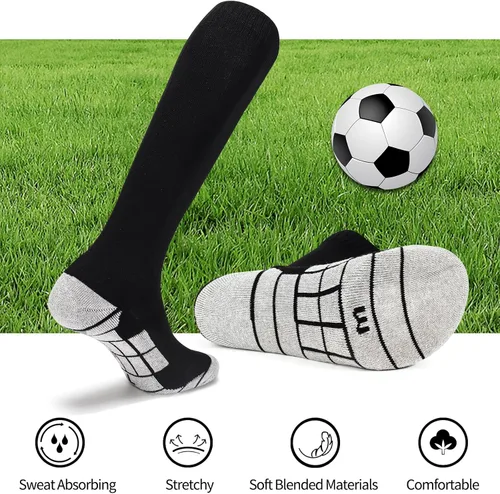 Vista 3 de Ultrafun 4 pares de calcetines de fútbol acolchados hasta la rodilla para hombres, jóvenes y niños