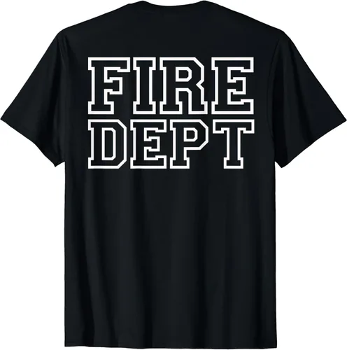 Vista 2 de Camiseta de equipo de bomberos con logotipo del departamento de bombero uniforme, Negro