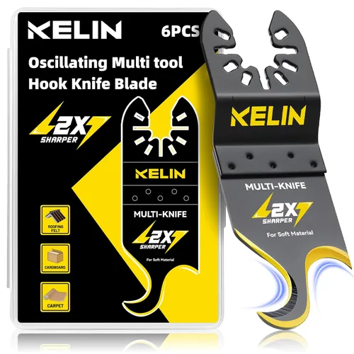 Vista 8 de KELIN Kit de 116 cuchillas oscilantes multiherramienta, 4 tipos de hojas de sierra de titanio para madera, metal, paneles de yeso, tuberías, se