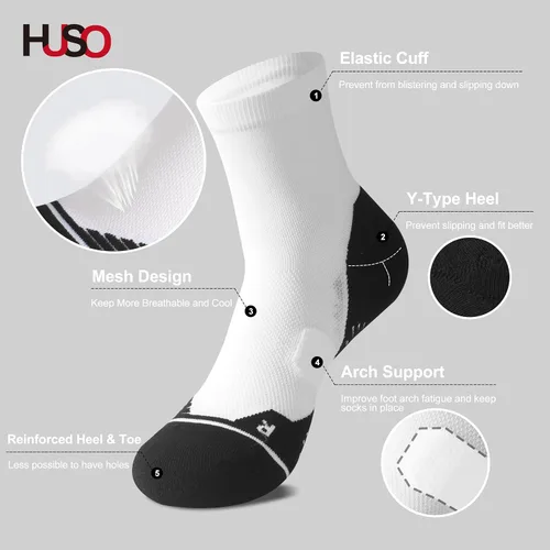 Vista 4 de HUSO Performance - Calcetines deportivos de compresión para hombre y mujer, 1,2,3,4,6 pares