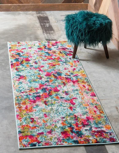 Vista 15 de Unique Loom Chromatic Collection Alfombra de Área - Champagne (2' 2" x 6' Runner, Azul Claro/Azul)