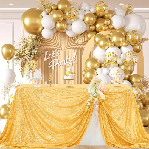Vista 85 de Manteles redondos de lentejuelas negros para fiestas, de 121,9 cm, mantel redondo de purpurina ajustado, pequeño, lindo y dulce, para boda