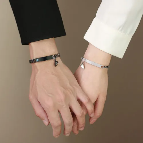 Vista 7 de MEALGUET - Pulseras magnéticas personalizadas para parejas de atracción mutua, pulseras de identificación trenzadas con nombre, conjunto de pulseras