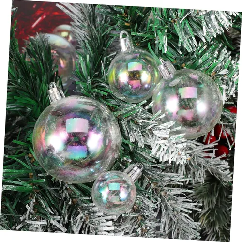 Vista 6 de Artibetter Esferas de adornos iridiscentes de Navidad, 18 piezas de adornos iridiscentes de plástico, bolas colgantes de arco iris, bolas de árbol