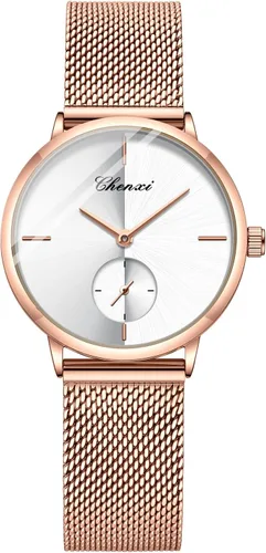 Vista 3 de MASTOP Couple Watches Men and Women Pair Quartz Watches Casual Stainless Steel Mesh Strap Fashion Watches