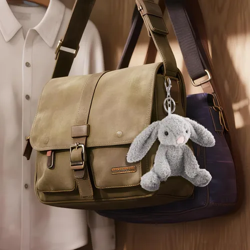 Vista 2 de Apricot Lamb Cute Toys - Llavero suave de peluche de conejo gris para bolsa de niños, bolso, mochila y bolso (6 pulgadas)