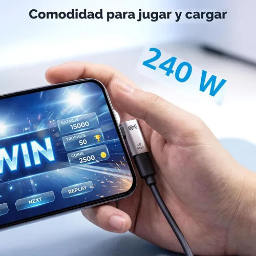 Vista 5 de Cable Matters Kit Combo de Adaptador USB-C de Ángulo Recto de 40Gbps, Hasta [Video 4K@240Hz, Carga de 240W, Transferencia de Datos de 40Gbps]