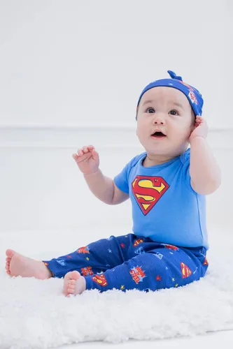 Vista 2 de DC Comics Conjunto de traje de 3 piezas para bebé de Batman body de peluche