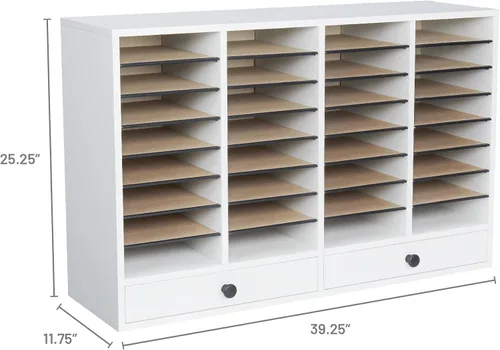 Vista 5 de Organizador para libros, hecho en madera y con compartimentos ajustables. Tamaño mediano., Gris