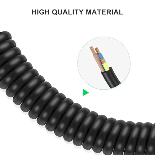 Vista 6 de aceyoon Cable USB tipo C en espiral de 90 grados, cable de carga rápida QC 3.0 para iPhone 15/15 Pro/15 Pro Max/15 Plus, Samsung Galaxy S20, cable