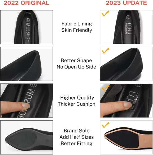 Vista 5 de MUSSHOE Zapatos planos para mujer, cómodos zapatos planos para mujer