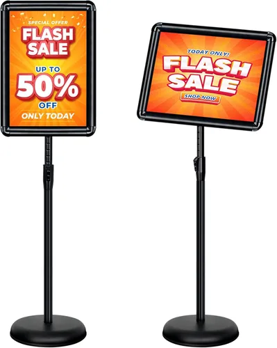 Vista 22 de Soporte ajustable para cartel de póster de pedestal de 8.5x11 pulgadas, soporte de pie de alta resistencia con marco de hebilla de aluminio