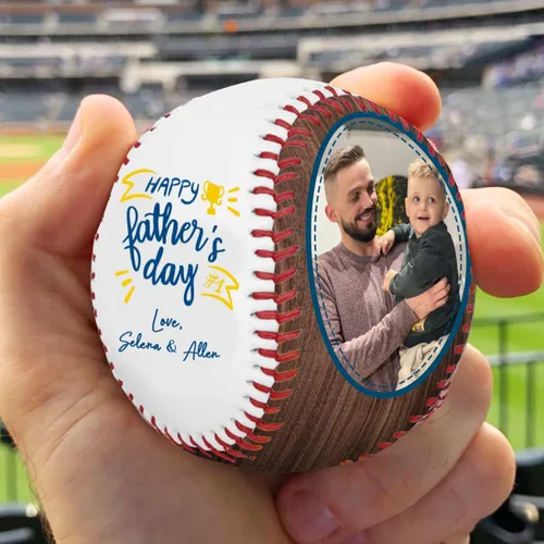Vista 4 de Foto personalizada para el Día del Padre, con tus fotos y texto Béisbol Cumpleaños Día del Padre para papá, marido, abuelo