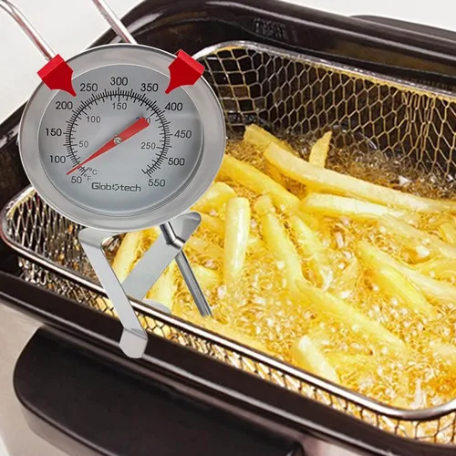 Vista 6 de Termómetro para papas fritas de caramelo de carne, termómetro de 2 pulgadas de dial, termómetro de cocina de acero inoxidable de 12 pulgadas
