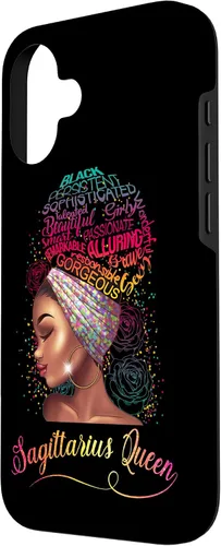 Vista 2 de iPhone 16 Sagittarius Queen Women November December Melanin Birthday Case