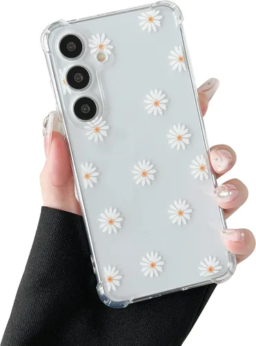 Vista 12 de ZTOFERA Funda transparente para Samsung Galaxy S24 con bonito patrón de flores para mujeres y niñas, funda protectora a prueba de golpes, delgada
