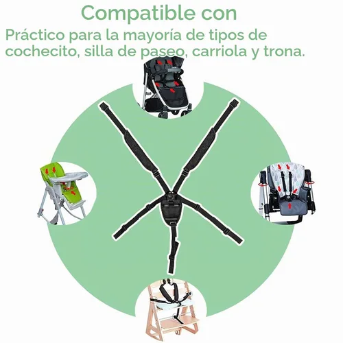 Vista 6 de Cinturón de seguridad de 5 puntos para silla alta, almohadillas de hombro con cojín de entrepierna para cinturón de seguridad, kit de cinturón