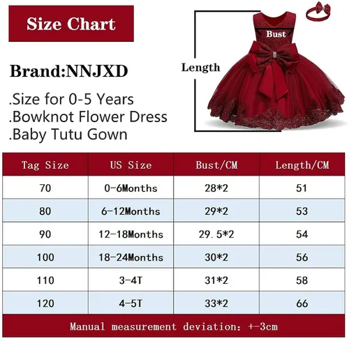 Vista 3 de NNJXD - Vestido de princesa de tul con flores, para usar en bodas, para niñas pequeñas y bebés
