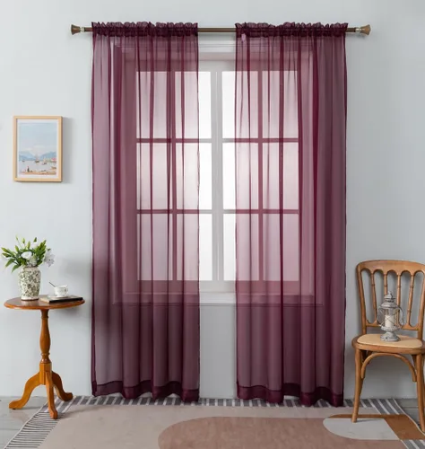 Vista 20 de WPM - Cortinas traslúcidas de color beige de 60 pulgadas de ancho x 95 pulgadas de largo, 2 paneles tratamiento de ventana para sala de estar